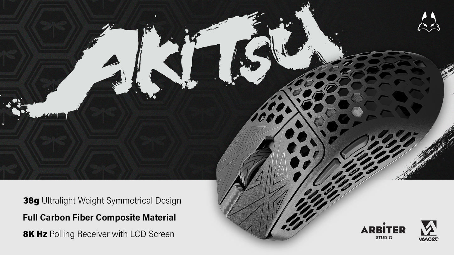TENKO - AKITSU 38g Carbon Fiber 8K Wireless Gaming Mouse