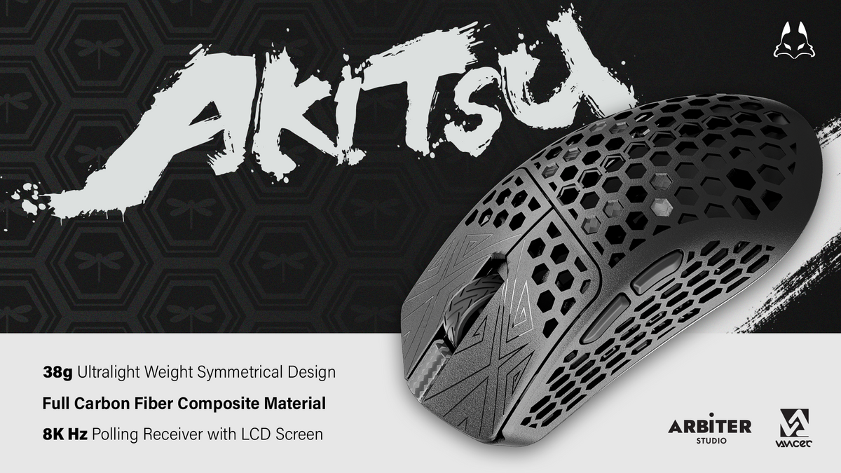 TENKO - AKITSU 38g Carbon Fiber 8K Wireless Gaming Mouse